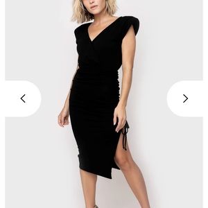 Sleeveless Surplice Ruched Cinched Dress